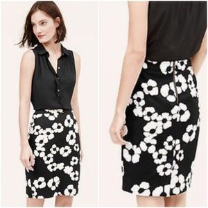 Loft Blossom black & cream doubleweave skirt, SZ 6